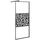 Pregrada za tuš s policom crna 90x195 cm staklo ESG i aluminij | shoptok.hr