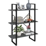 vidaXL ormarić za knjige s 3 razine sivi 80x30x105 cm masivna borovina | shoptok.hr