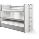 Vipack Bijeli/sivi dječji krevet na kat/s dodatnim ležajem s prostorom za odlaganje s podnicom 90x200 cm Bonny – | shoptok.hr