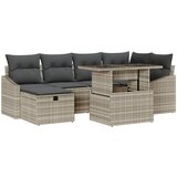 vidaXL Set vrtne sofe s 7 kosi in blazinami svetlo sive barve Poli Ratan, (22093286) | Shoptok.si