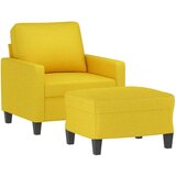  Fotelj s stolčkom za noge svetlo rumen 60 cm blago, (20910166) | Shoptok.si
