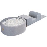 MeowBaby Foam Playground 3-delni komplet za igranje bazena s penasto žogo, 200 žog, žametno svetlo siva: bela/prozorna, (21295029) | Shoptok.si
