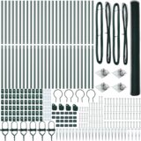 vidaXL Heksagonalna ograja Zelena 1,5x50 m Jeklo, Ograjne stebre s spike 13 kos Ø32 mm 170 cm Galvanizirano jeklo | Shoptok.si