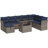vidaXL 9-dijelni set vrtnih sofa poliratan i bagrem s jastucima sivi | shoptok.hr