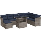 vidaXL Vrtna sedežna garnitura z blazinami 9-delna siv ratan/akacija | Shoptok.si