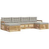  Setovi sofa 6 pcs Bijela i svjetlosiva Čvrsto drvo akacije | shoptok.hr
