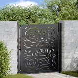 vidaXL Vrtna vrata črna 105x106 cm Jeklena ognjena oblika, (22058107) | Shoptok.si