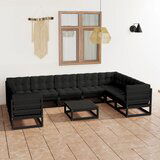 The Living Store Vrtna sedežna garnitura 10-delna z blazinami trdna borovina - Vrtna Sedežna Garnitura, (21421872) Cene
