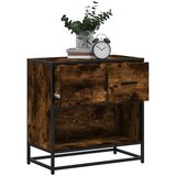 vidaXL Nočna omarica dimljeni hrast 60x31x60 cm inž. les in kovina | Shoptok.si