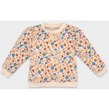 Defacto Baby Girl Regular Fit Crew Neck Floral Patterned Soft Furry Sweatshirt Cene