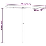  Vrtni suncobran s aluminijskom šipkom 2 x 1 5 m azurno plavi | shoptok.hr