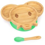 Klarstein Otroški jedilni set, bambusov krožnik in žlica, 250 ml, vključno s priseskom, 18 x 18 cm | Shoptok.si