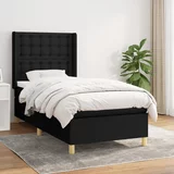 vidaXL Box spring postelja z vzmetnico črna 90x200 cm blago