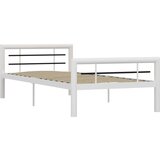 vidaXL posteljni okvir bel in črn kovinski 90x200 cm | Shoptok.si