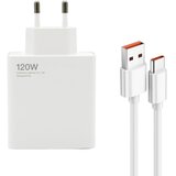  Kućni punjač Super Fast 120W GaN 6A USB sa USB A na Type C kablom beli | Eponuda.com