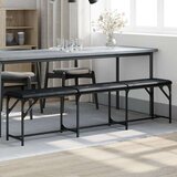  Blagovaonska klupa crna 186 x 32 x 45 cm čelik i umjetna koža | shoptok.hr