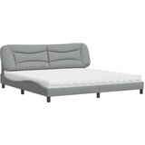 The Living Store Postelja z vzmetnico svetlo siva 200x200 cm blago - Postelja, (21609874) | Shoptok.si