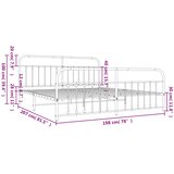 Metalni okvir kreveta uzglavlje i podnožje bijeli 193x203 cm | shoptok.hr