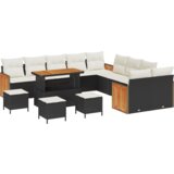  Set od 14 komada vrtnog kauča s jastučićima crni poli ratan akacija | shoptok.hr