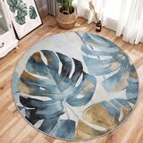 Mila Home modra pralna okrogla preproga ø 150 cm golden leaves – | Shoptok.si