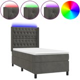  box spring s madracem LED tamnosivi 90x200 cm baršun | shoptok.hr
