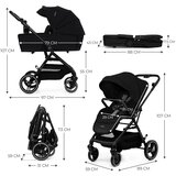 Kinderkraft dječja kolica Yoxi MINK PRO 3u1, Pure Black | shoptok.hr