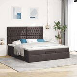vidaXL Otomanski posteljni okvir z vzmetnico temno rjava 180x200 cm | Shoptok.si