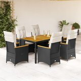 vidaXL 7-dijelni vrtni blagovaonski set s jastucima crni od poliratana | shoptok.hr