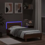  Okvir za krevet s uzglavljem i LED svjetlima boja smeđeg hrasta Smeđa 100 x 200 cm | shoptok.hr
