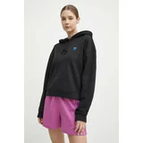 Adidas Bombažen pulover ženski, črna barva, s kapuco, IU2458