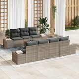 vidaXL 8-delni vrtni kavč set z blazinami Siva Poli ratan Acacia Cene