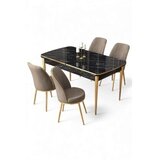 Hanah home Rasklopivi trpezarijski sto i stolice (5 delova) Nira Black Marble Gold Cappuccino | Eponuda.com
