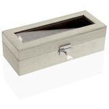  Kutija za satove versa krema baršun drvo skaj ogledalo drvo mdf 10 x 7,2 x 25,5 cm u