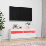 vidaXL TV omarica z LED lučkami visok sijaj bela 100x35x40 cm | Shoptok.si