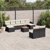 vidaXL 10-dijelni set vrtnih sofa s jastucima crni od poliratana | shoptok.hr