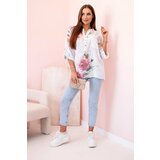 Kesi Włoski Women's cotton blouse with a floral pattern and buttons - white | shoptok.hr