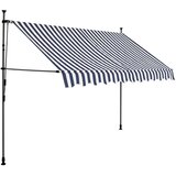  Tenda na ručno uvlačenje s LED svjetlima 300 cm plavo-bijela | shoptok.hr