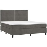  Box spring postelja z vzmetnico LED temno siva 160x200 cm žamet, (20930365) | Shoptok.si