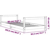  Okvir za dječji krevet 80 x 200 cm od masivne borovine | shoptok.hr
