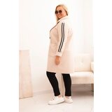 Kesi Włoski Plus Size women's coat made of faux fur with pockets beige | Shoptok.si