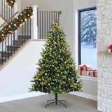 vidaXL Umjetna sklapa jelka za Božić s 300 LED dioda Zelena 240 cm | shoptok.hr