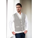 Dewberry 37376 Houndstooth Patterned Mens Knit Vest-STONE | Shoptok.si