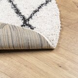  Čupavi tepih PAMPLONA visoka vlakna moderni krem-crni Ø 120 cm | shoptok.hr