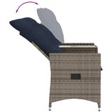  Vrtna sofa s mogućnošću naginjanja za 2 osobe sa stolom, siva, poliratan | shoptok.hr