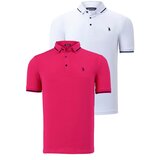 Dewberry DOUBLE SET T8586 MEN'S T-SHIRT-FUCHSIA-WHITE Cene