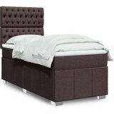  boxspring postelja z vzmetnico, blago, temno rjava, 90×200 cm Cene