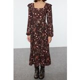 Trendyol Brown Floral A-Line Ruffle 100% Viscose Woven Dress | Eponuda.ba