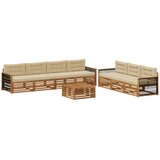 vidaXL Zunanja garnitura za sedenje z blazino 8 pcs Naravna in bež, (5000280108) | Shoptok.si