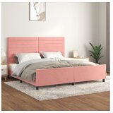  Posteljni okvir z vzglavjem roza 200x200 cm žamet | Shoptok.si
