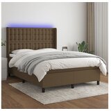 vidaXL Box spring postelja z vzmetnico LED temno rjava 140x1 | Shoptok.si
